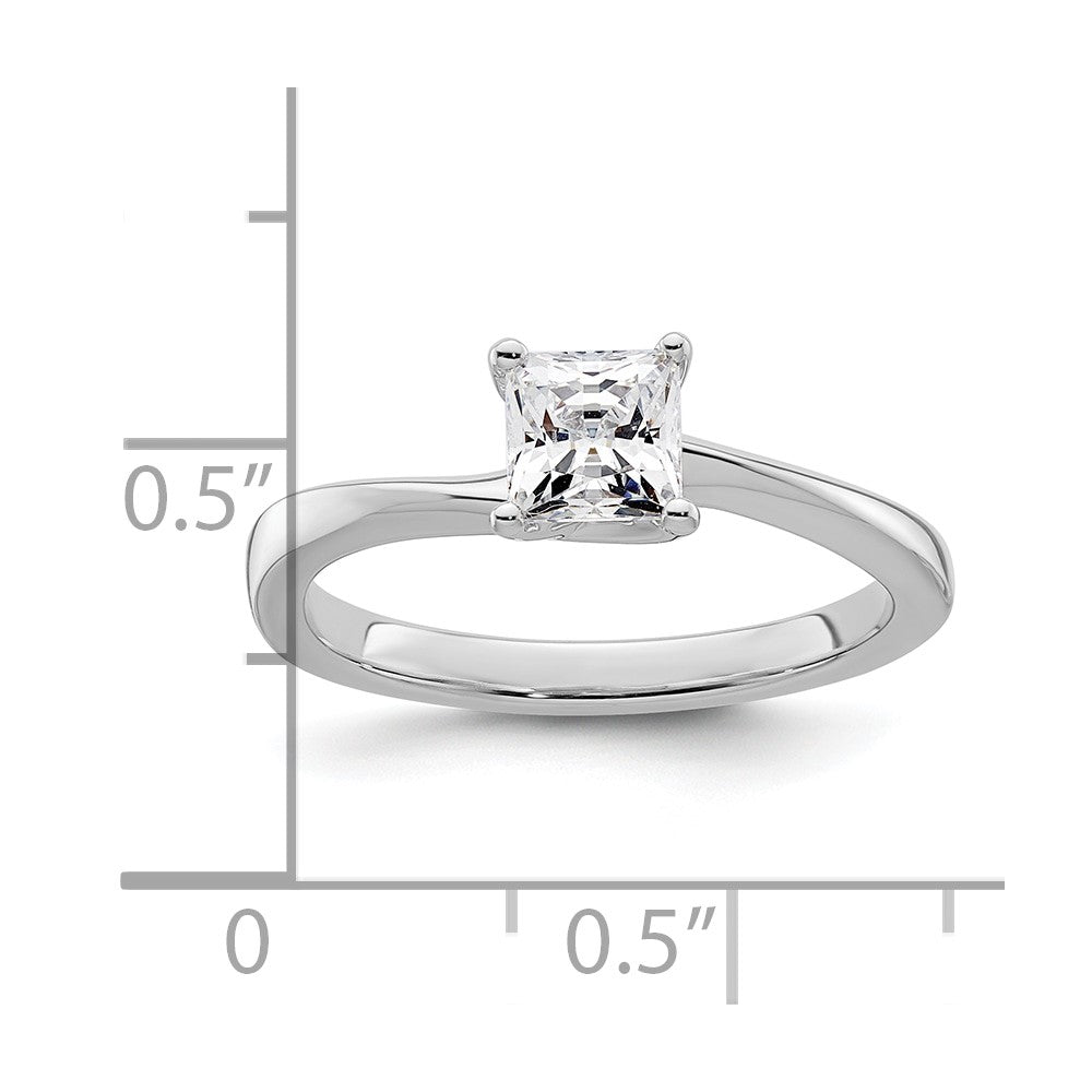 0.75ct. CZ Solid Real 14k White Gold Square Solitaire Engagement Ring