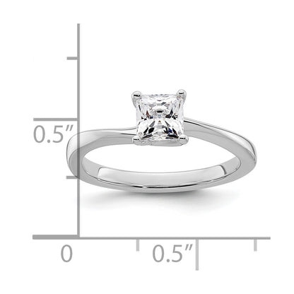 0.75ct. CZ Solid Real 14k White Gold Square Solitaire Engagement Ring