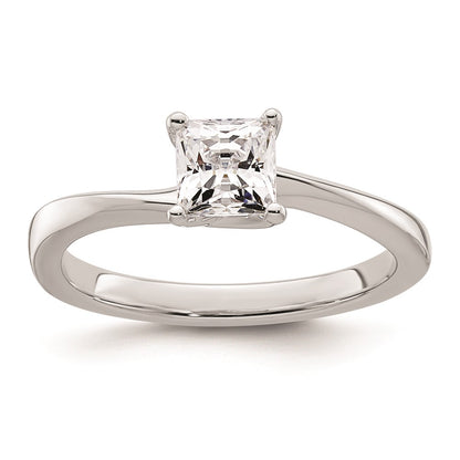 0.75ct. CZ Solid Real 14k White Gold Square Solitaire Engagement Ring