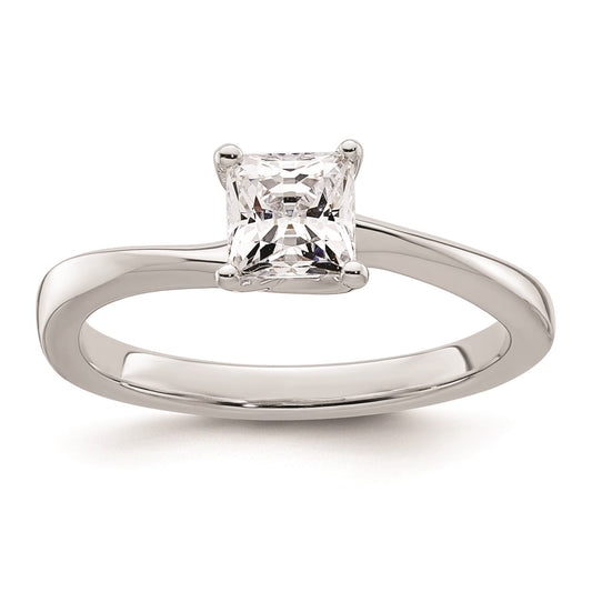 0.75ct. CZ Solid Real 14k White Gold Square Solitaire Engagement Ring