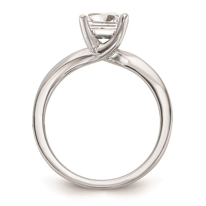 1.00ct. CZ Solid Real 14k White Gold Square Solitaire Engagement Ring