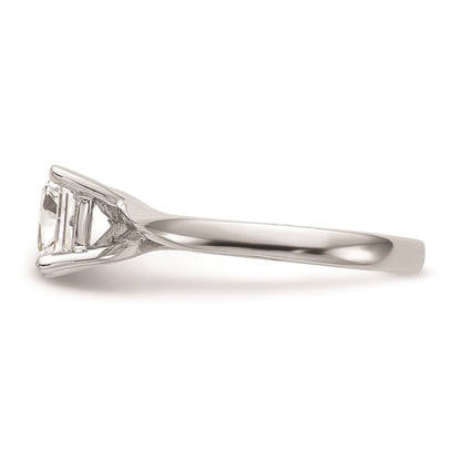 1.00ct. CZ Solid Real 14k White Gold Square Solitaire Engagement Ring