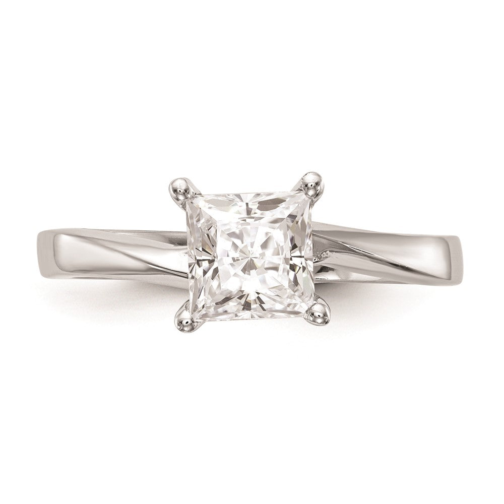 1.00ct. CZ Solid Real 14k White Gold Square Solitaire Engagement Ring