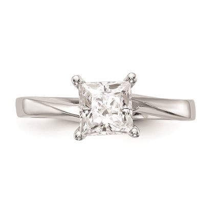 1.00ct. CZ Solid Real 14k White Gold Square Solitaire Engagement Ring