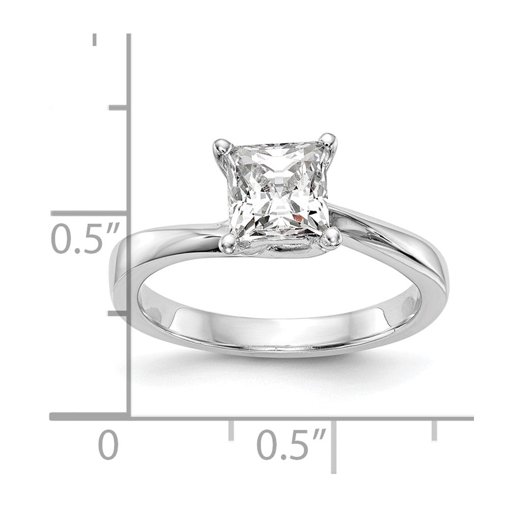1.00ct. CZ Solid Real 14k White Gold Square Solitaire Engagement Ring