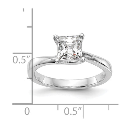 1.00ct. CZ Solid Real 14k White Gold Square Solitaire Engagement Ring