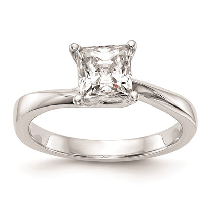 1.00ct. CZ Solid Real 14k White Gold Square Solitaire Engagement Ring