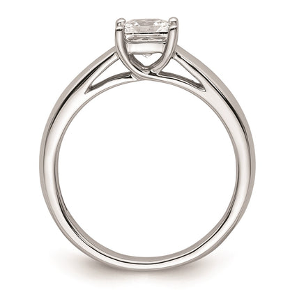 0.75ct. CZ Solid Real 14k White Gold Square Solitaire Engagement Ring