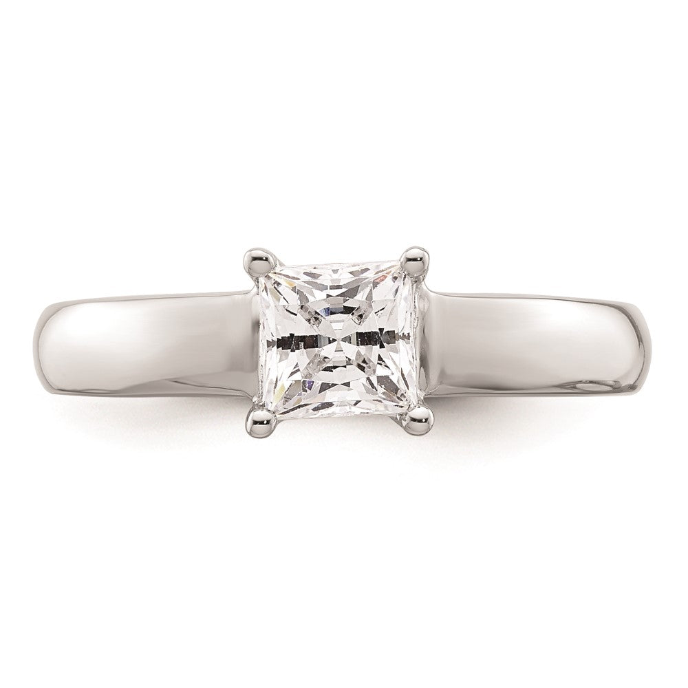 0.75ct. CZ Solid Real 14k White Gold Square Solitaire Engagement Ring