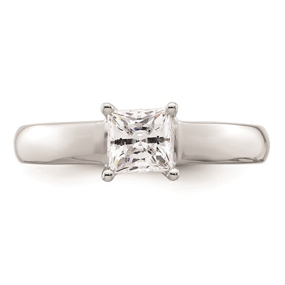 0.75ct. CZ Solid Real 14k White Gold Square Solitaire Engagement Ring