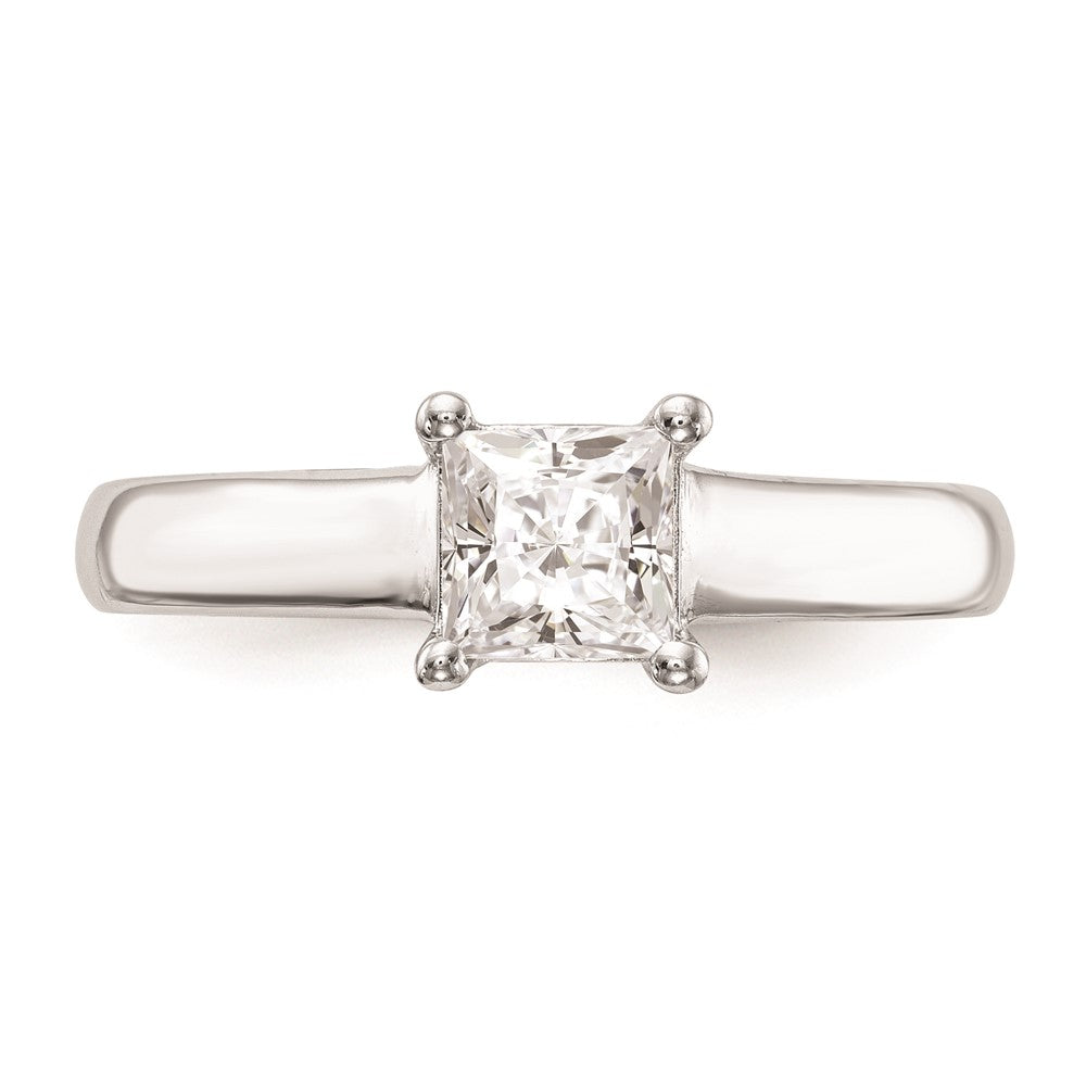 1.00ct. CZ Solid Real 14k White Gold Square Solitaire Engagement Ring