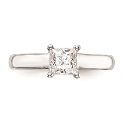 1.00ct. CZ Solid Real 14k White Gold Square Solitaire Engagement Ring