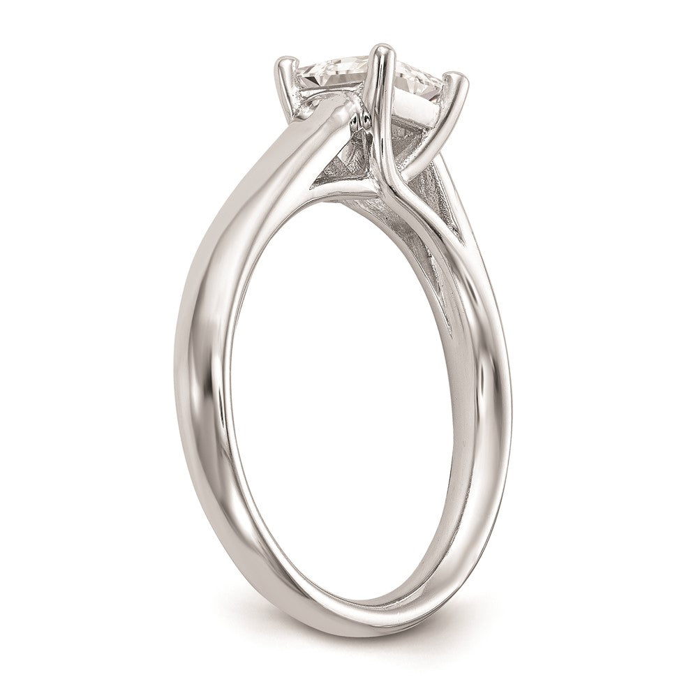 1.00ct. CZ Solid Real 14k White Gold Square Solitaire Engagement Ring