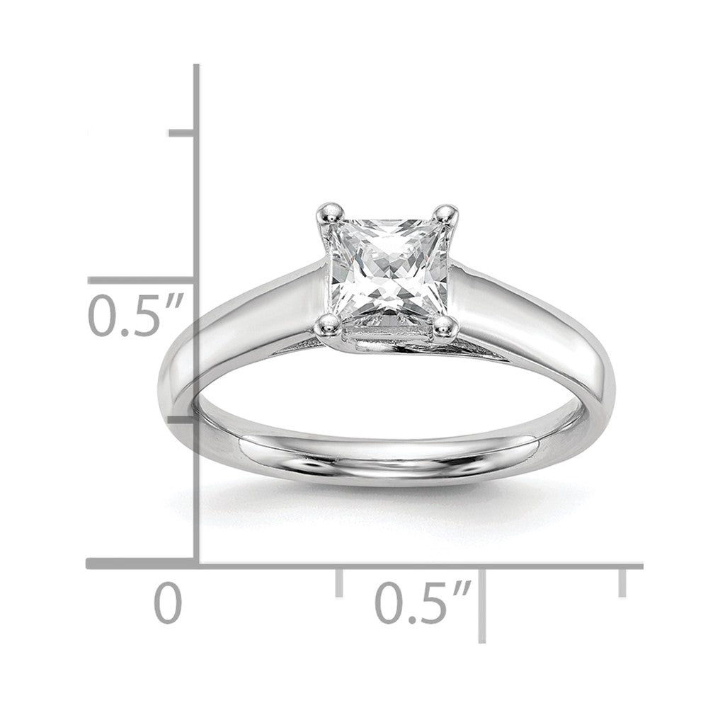 1.00ct. CZ Solid Real 14k White Gold Square Solitaire Engagement Ring