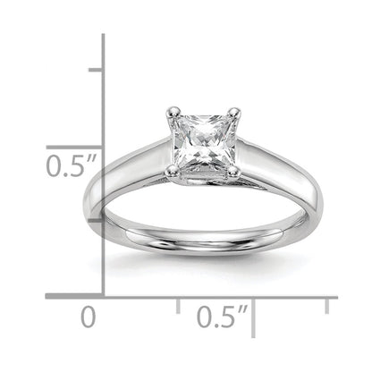 1.00ct. CZ Solid Real 14k White Gold Square Solitaire Engagement Ring