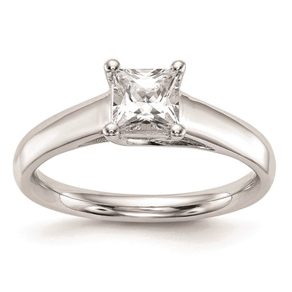 1.00ct. CZ Solid Real 14k White Gold Square Solitaire Engagement Ring