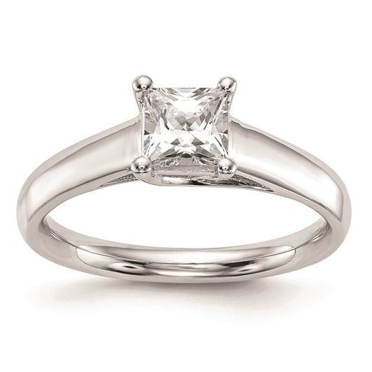 1.00ct. CZ Solid Real 14k White Gold Square Solitaire Engagement Ring