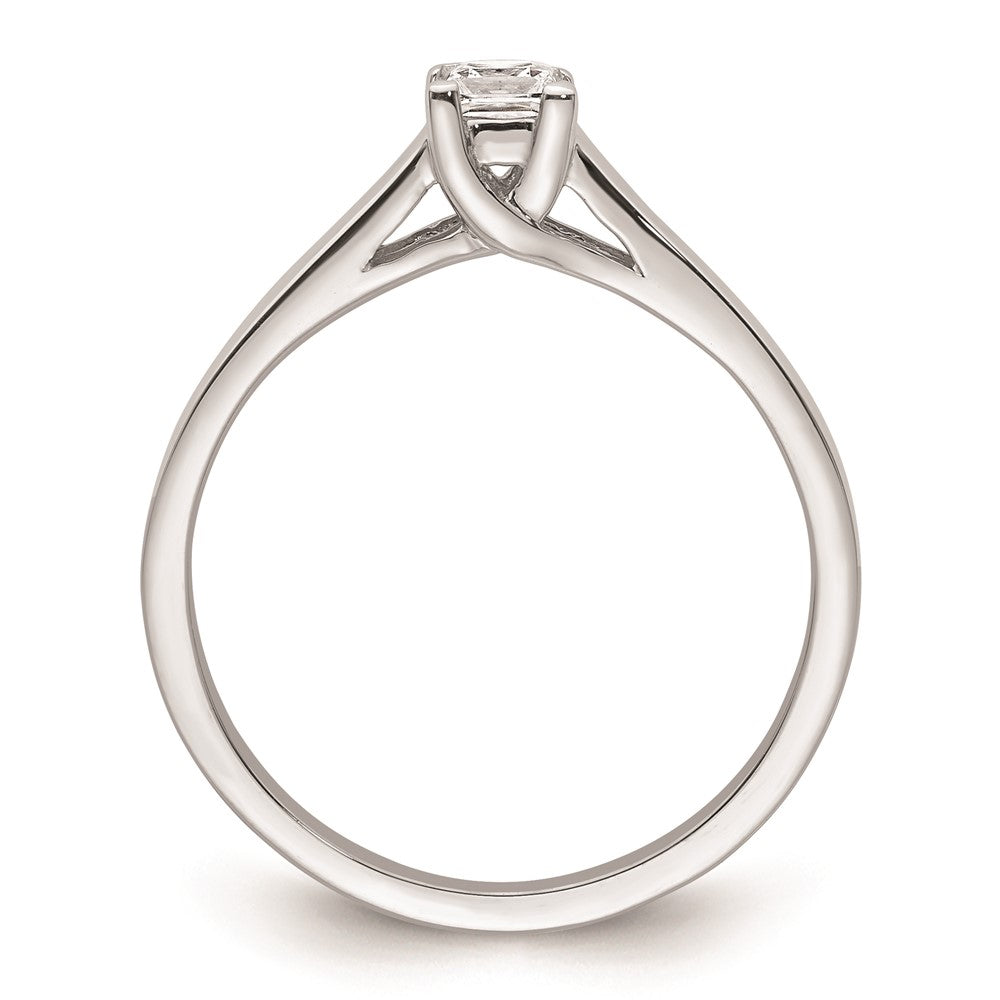 0.25ct. CZ Solid Real 14k White Gold Square Solitaire Engagement Ring