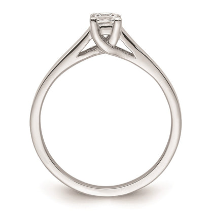 0.25ct. CZ Solid Real 14k White Gold Square Solitaire Engagement Ring