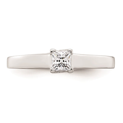 0.25ct. CZ Solid Real 14k White Gold Square Solitaire Engagement Ring