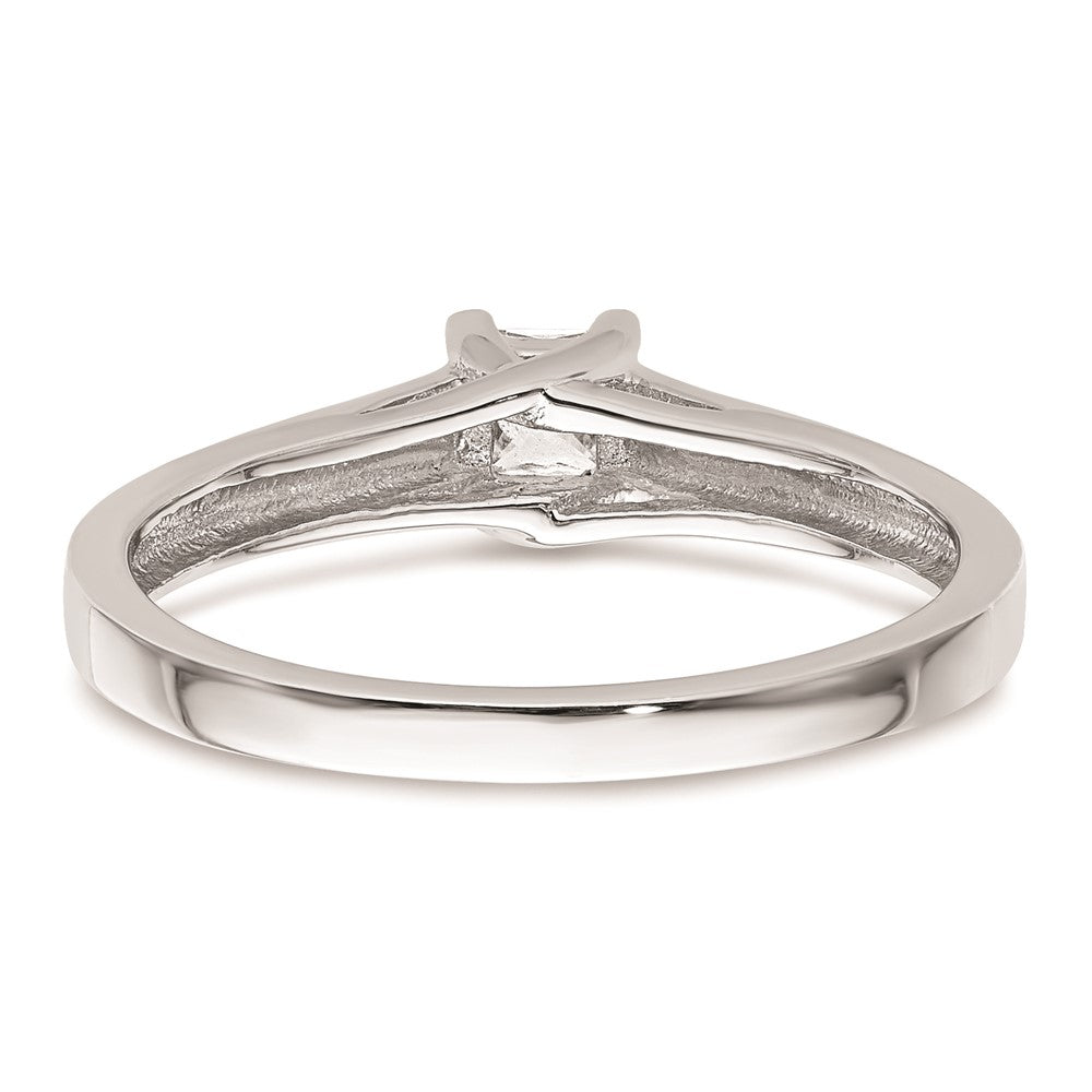 0.25ct. CZ Solid Real 14k White Gold Square Solitaire Engagement Ring