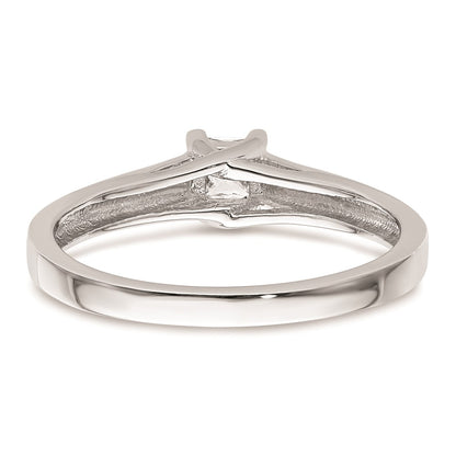 0.25ct. CZ Solid Real 14k White Gold Square Solitaire Engagement Ring
