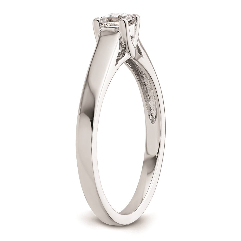 0.25ct. CZ Solid Real 14k White Gold Square Solitaire Engagement Ring