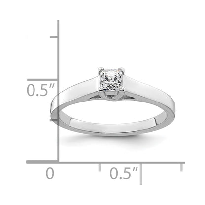 0.25ct. CZ Solid Real 14k White Gold Square Solitaire Engagement Ring