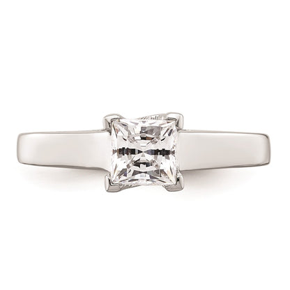 0.50ct. CZ Solid Real 14k White Gold Square Solitaire Engagement Ring