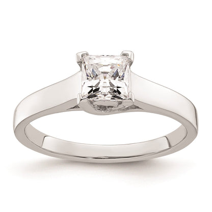 0.50ct. CZ Solid Real 14k White Gold Square Solitaire Engagement Ring