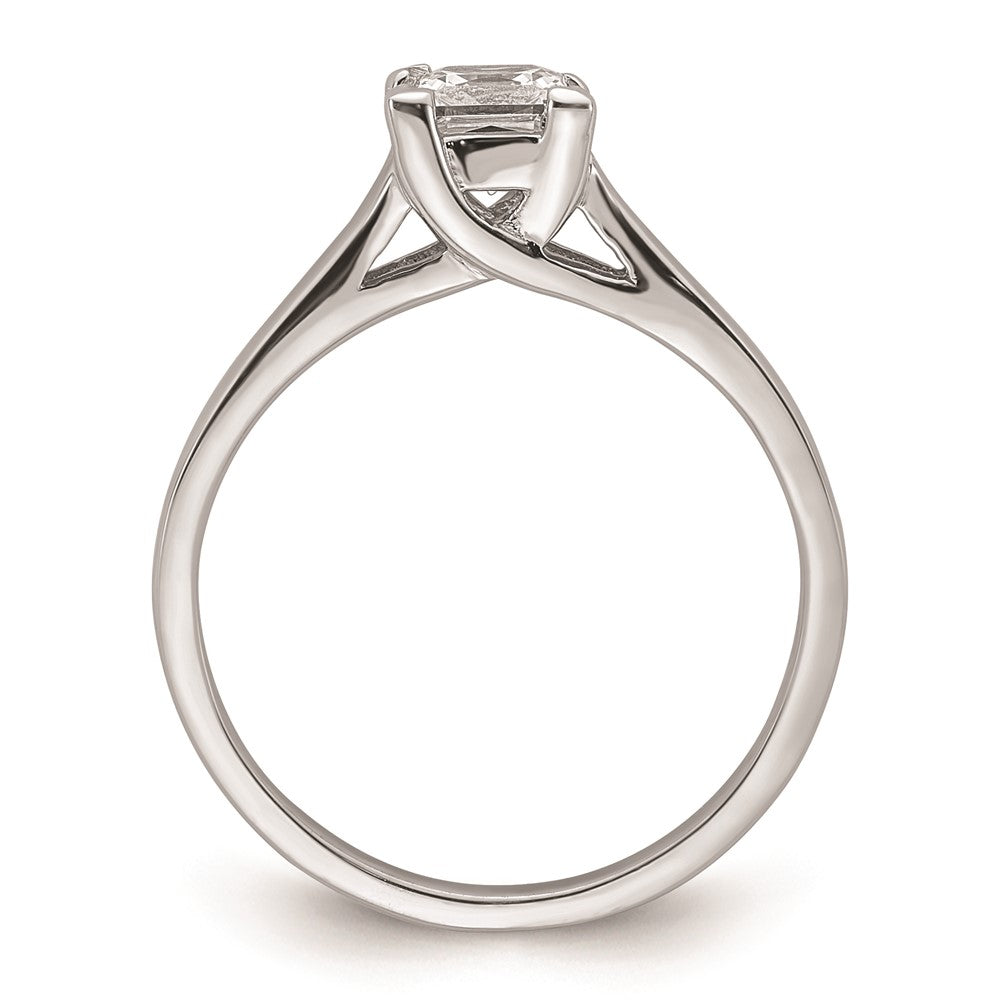 0.75ct. CZ Solid Real 14k White Gold Square Solitaire Engagement Ring