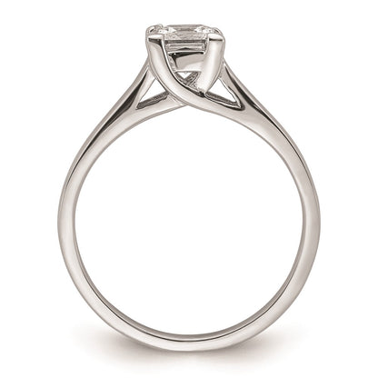 0.75ct. CZ Solid Real 14k White Gold Square Solitaire Engagement Ring