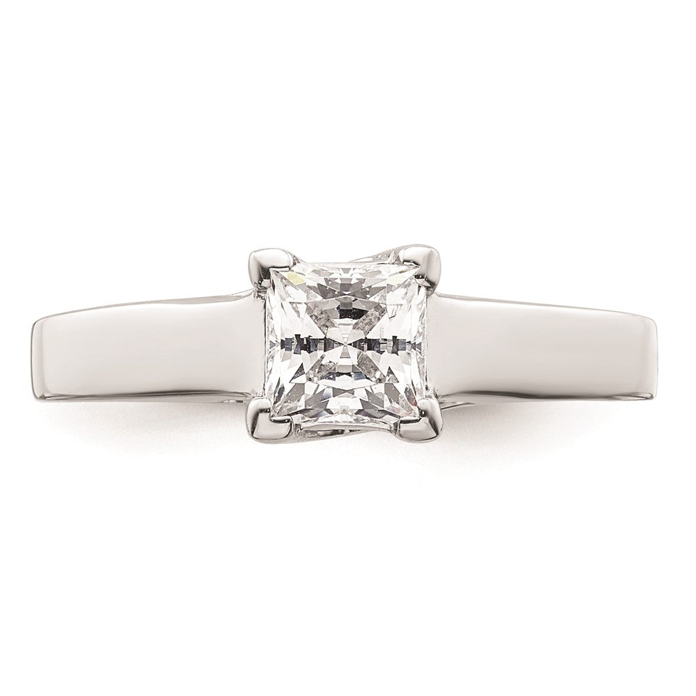 0.75ct. CZ Solid Real 14k White Gold Square Solitaire Engagement Ring