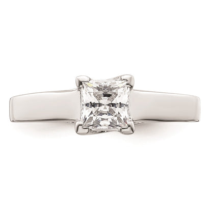 0.75ct. CZ Solid Real 14k White Gold Square Solitaire Engagement Ring