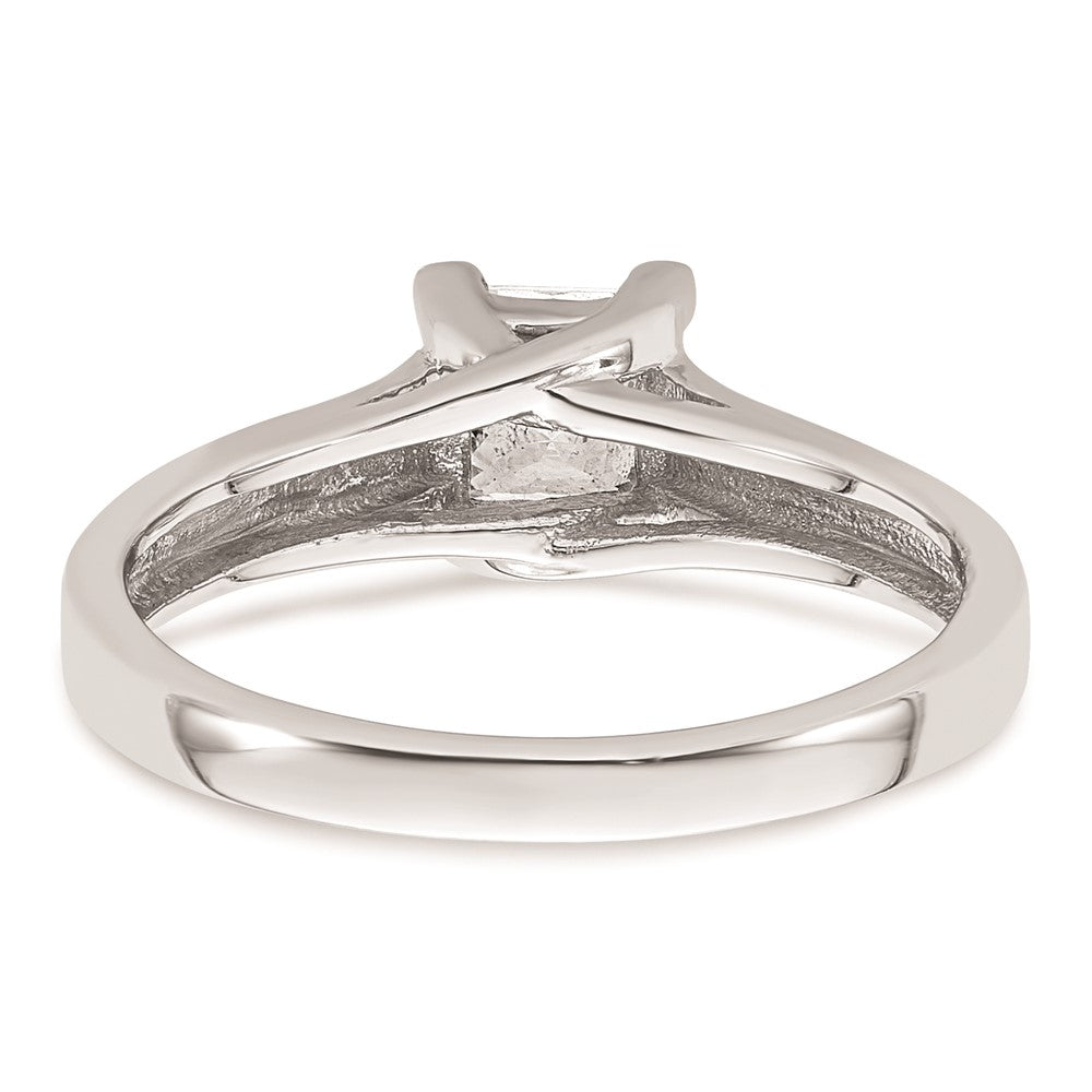 0.75ct. CZ Solid Real 14k White Gold Square Solitaire Engagement Ring