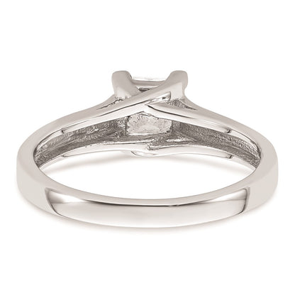 0.75ct. CZ Solid Real 14k White Gold Square Solitaire Engagement Ring