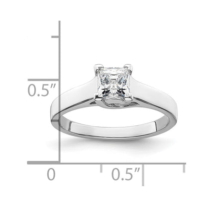 0.75ct. CZ Solid Real 14k White Gold Square Solitaire Engagement Ring