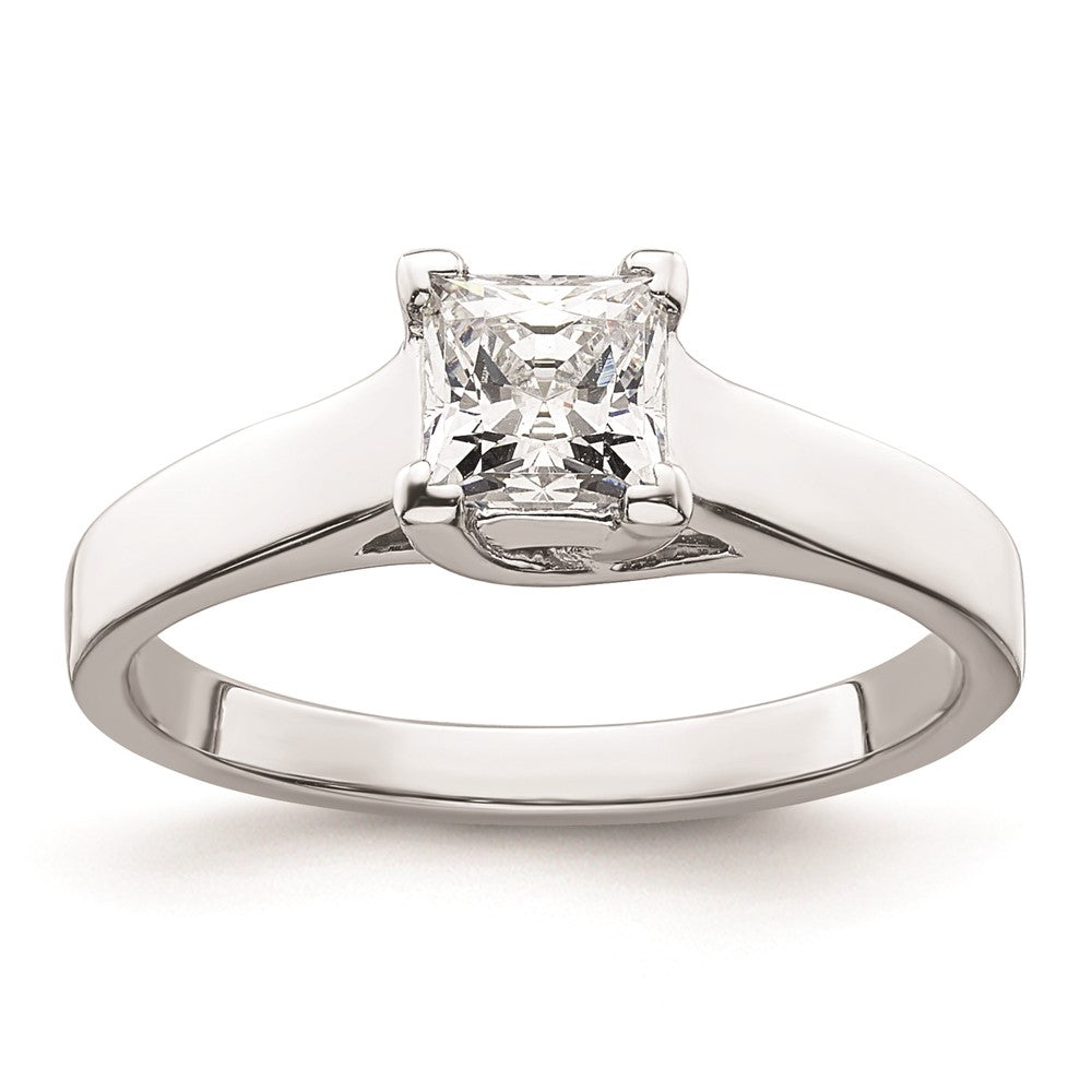 0.75ct. CZ Solid Real 14k White Gold Square Solitaire Engagement Ring