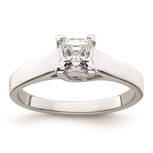 0.75ct. CZ Solid Real 14k White Gold Square Solitaire Engagement Ring
