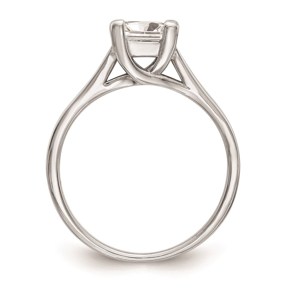 1.00ct. CZ Solid Real 14k White Gold Square Solitaire Engagement Ring