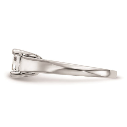 1.00ct. CZ Solid Real 14k White Gold Square Solitaire Engagement Ring