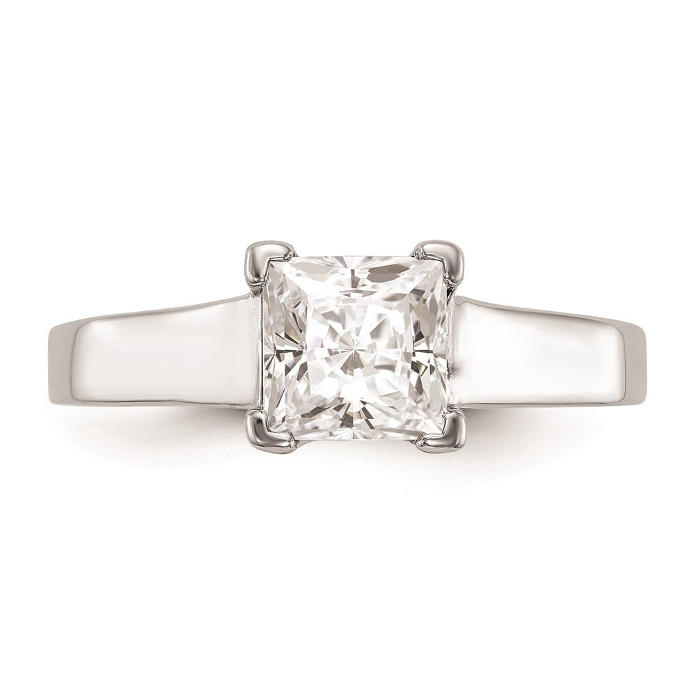 1.00ct. CZ Solid Real 14k White Gold Square Solitaire Engagement Ring