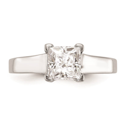 1.00ct. CZ Solid Real 14k White Gold Square Solitaire Engagement Ring