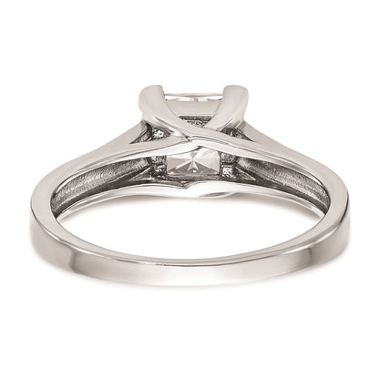 1.00ct. CZ Solid Real 14k White Gold Square Solitaire Engagement Ring