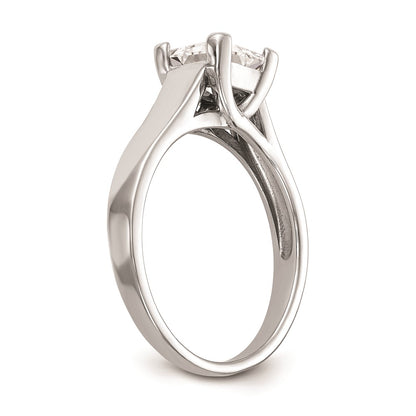 1.00ct. CZ Solid Real 14k White Gold Square Solitaire Engagement Ring