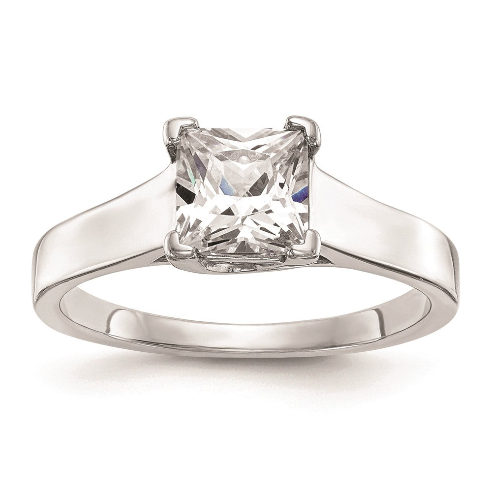 1.00ct. CZ Solid Real 14k White Gold Square Solitaire Engagement Ring
