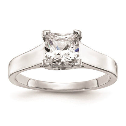 1.00ct. CZ Solid Real 14k White Gold Square Solitaire Engagement Ring