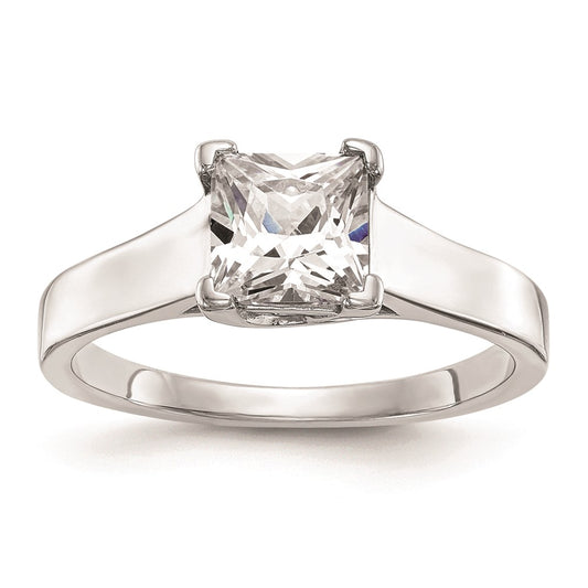 1.00ct. CZ Solid Real 14k White Gold Square Solitaire Engagement Ring