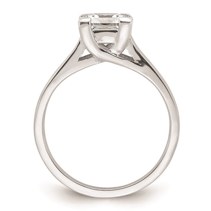 1.25ct. CZ Solid Real 14k White Gold Square Solitaire Engagement Ring