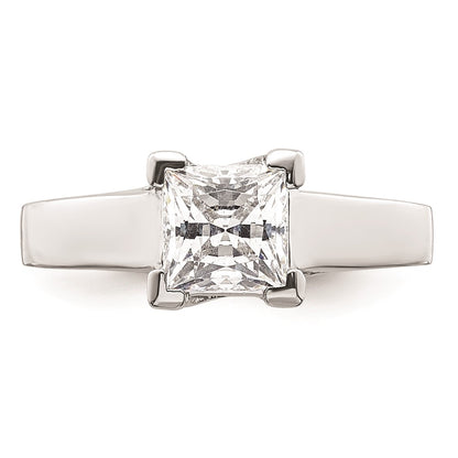 1.25ct. CZ Solid Real 14k White Gold Square Solitaire Engagement Ring